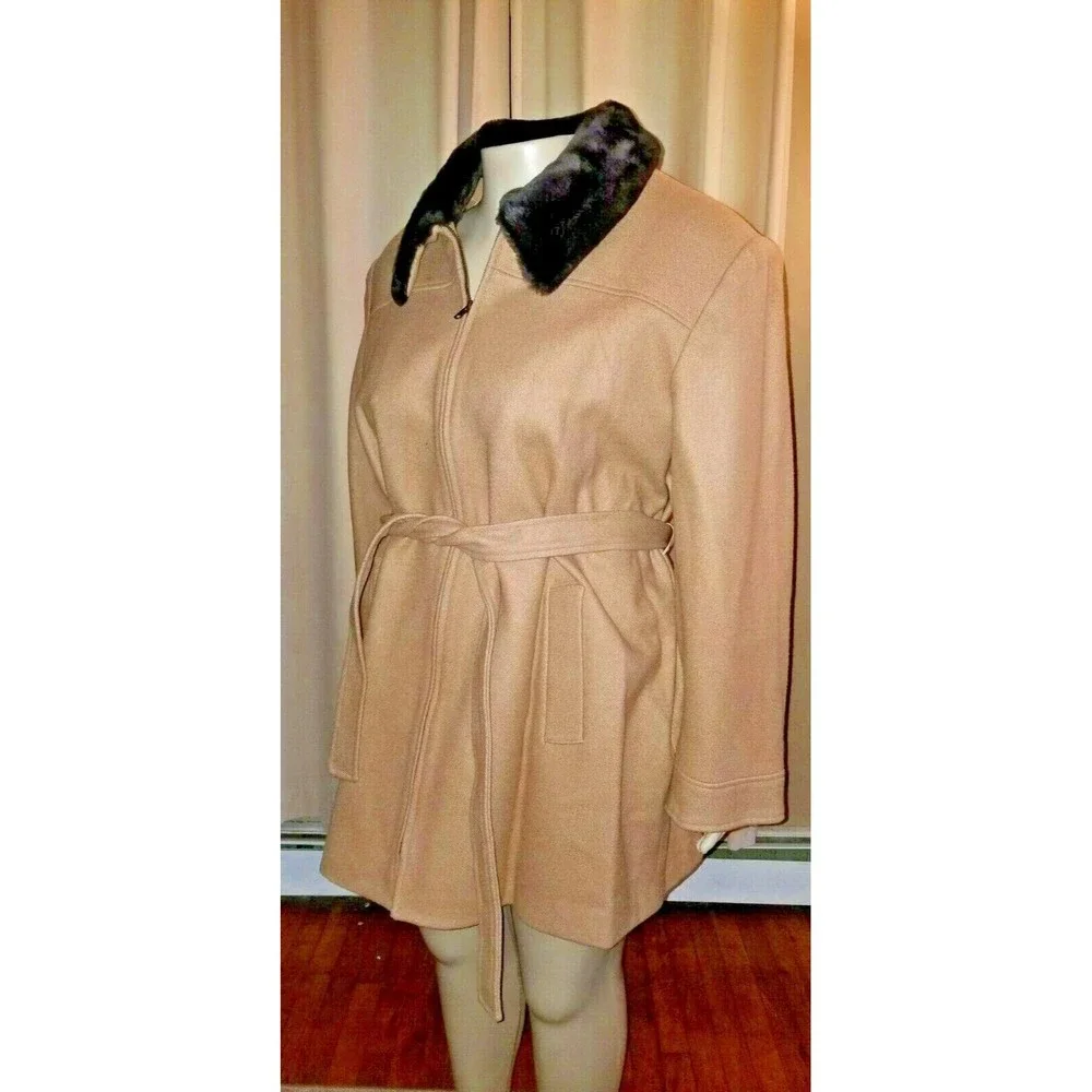 Lane Bryant Designs & Co Camel Beige Wool Coat Jacket Size 22/24 NWT - Picture 3 of 7
